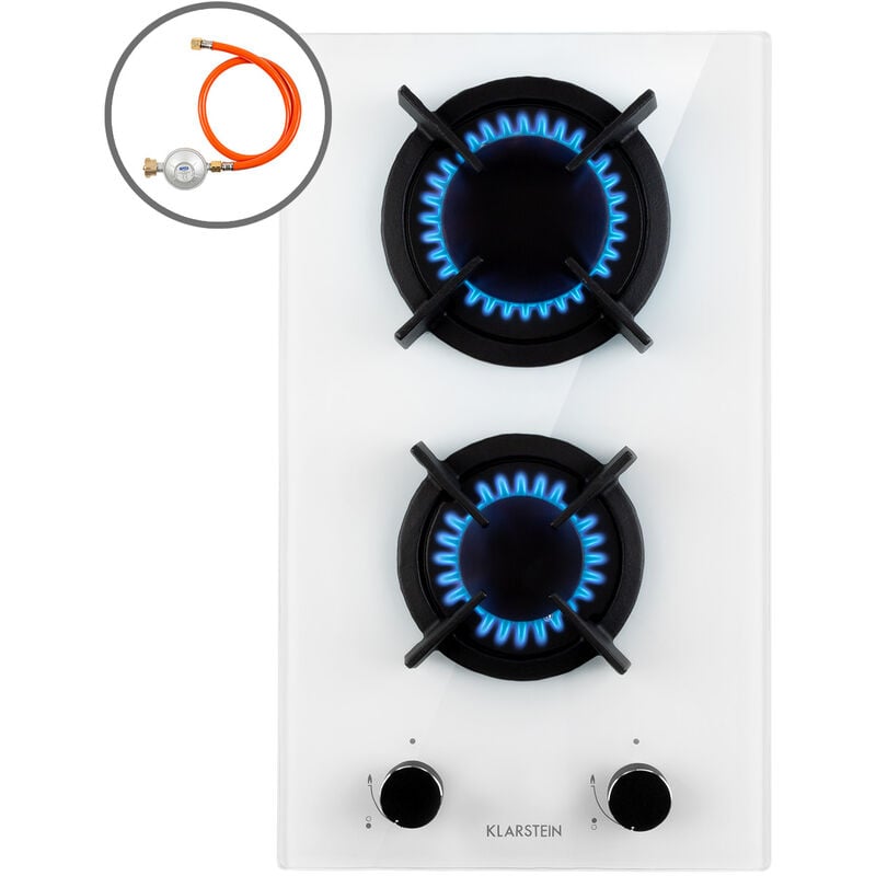 Klarstein - Tables de Cuisson à Gaz, Plaque de Cuisson Gaz à 2 Brûleurs, Table de Cuisson Electrique à 2 Feux de 4200W, Cuisiniere Gaz, Gaziniere Gaz