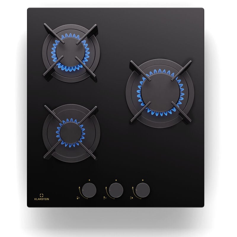 Klarstein - Tables de Cuisson à Gaz Plaque de Cuisson Gaz à 3 Brûleurs Table de Cuisson Encastrable à 3 Feux de 5200W Cuisiniere Gaz Gaziniere Gaz