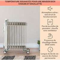 jusqu/à 50 m/² Taupe Look r/étro 4 roulettes voyants LED 3 Vitesses : 1000//1500//2500 Watts KLARSTEIN Thermaxx Retroheat Thermostat radiateur /électrique /à Huile 2 x molettes