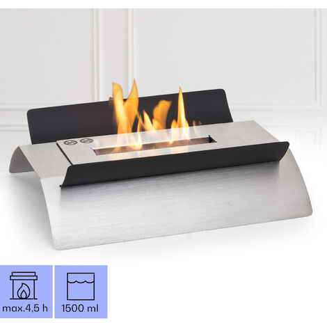 Klarstein Tischkamin Indoor, Tragbarer Bio Ethanol Tischkamin, Bioethanol Kamin, 4-6H Brenndauer, 2,2kW Tischkamin Ethanol Innen, Geruchsneutrales & Rauchfreies Tischfeuer Indoor & Outdoor, 45x32x15cm