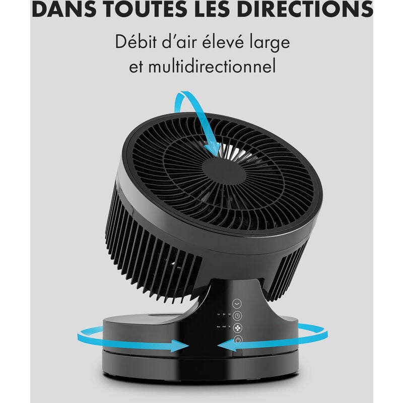 Klarstein Touchstream Ventilateur de table Ø 25cm 45W (Panneau tactile , télécommande , timer , oscillation 90°, 3 vitesses) Noir Klarstein Touchstream Ventilateur de table Ø 25cm 45W (Panneau tactile , télécommande , timer , oscillation 90°, 3 vitesses) Noir