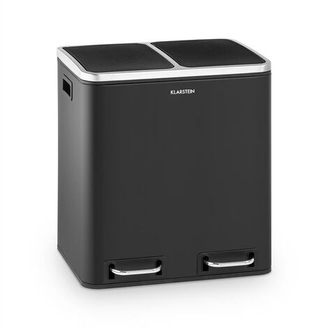Klarstein Trash Gordon Cestino a Pedale 30L / 2x15L Silenzioso PP Acciaio Inox nero