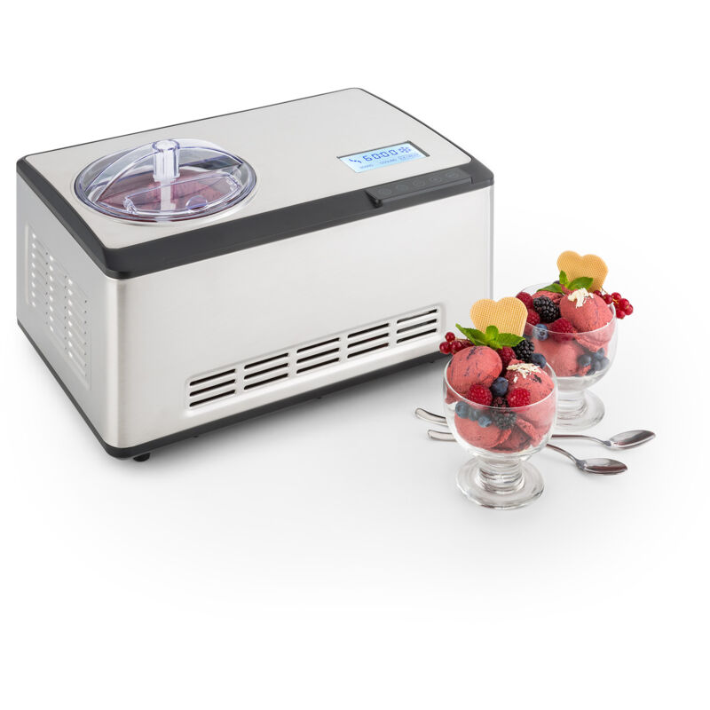 Klarstein - Turbine à glace - Machine à glace - pour 2 litres de crèmes ou yaourts glacés maison - Sorbetière à compresseur - Ecran lcd tactile