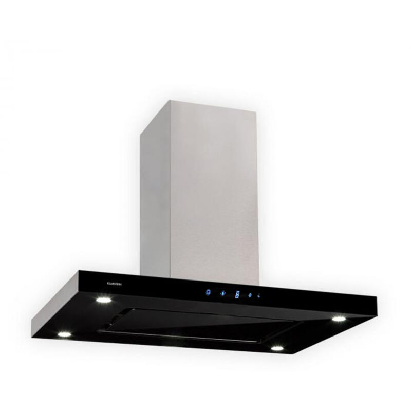 Klarstein - Valeria Hotte îlot aspirante 90cm 650 m³/h led Classe a verre & inox