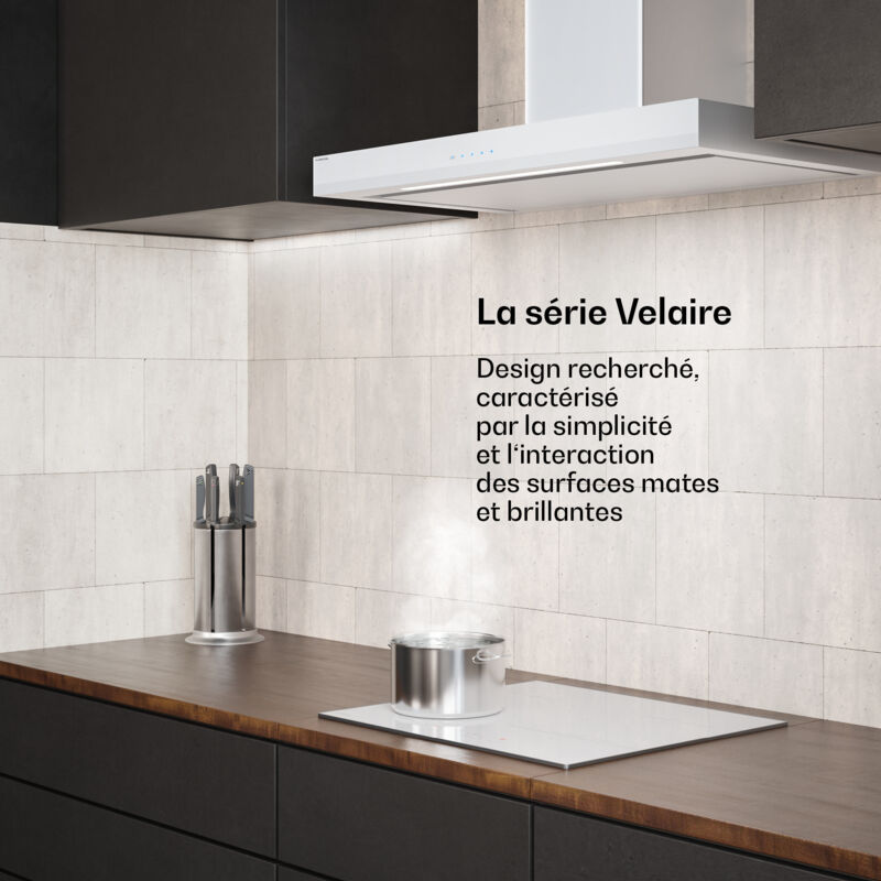 Klarstein velaire hotte aspirante &eacute;l&eacute;gante minimaliste puissante cee a++ 595 m&sup3;h 90 cm blanc