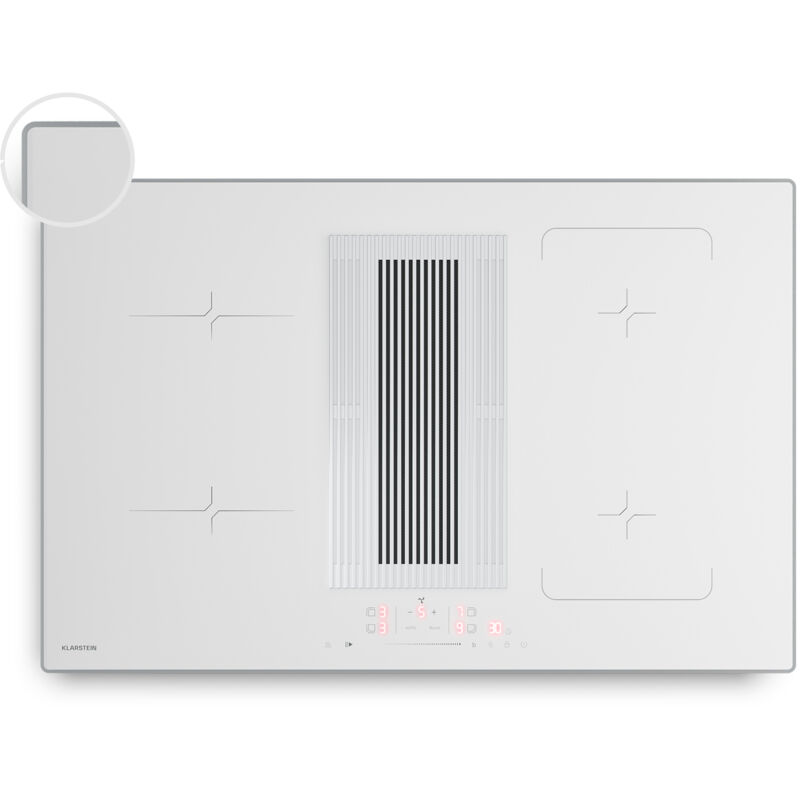 Velaire Plaque induction avec Hotte aspirante int&eacute;gr&eacute;e 4 Zones 7400W 80cm Curseur Tactile Minuterie
