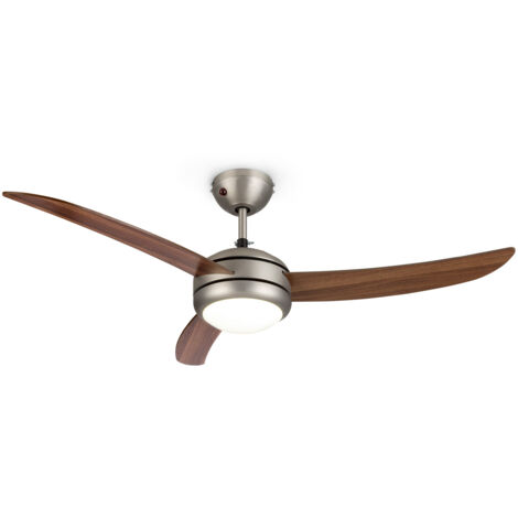 Klarstein – Ventilateur de plafond 52" 10344 m³/h – 3 pales en bois imitation chêne foncé – 3 vitesses – Télécommande incluse