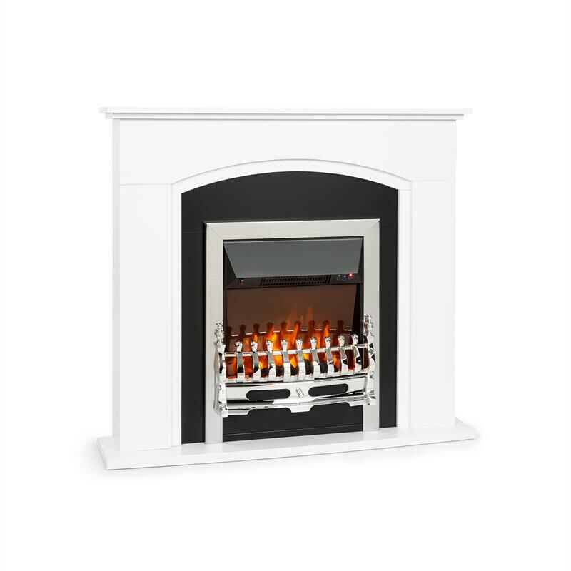 

Verbier Chimenea eléctrica de 1000/2000W Fuego led Mando a distancia MDF Blanca