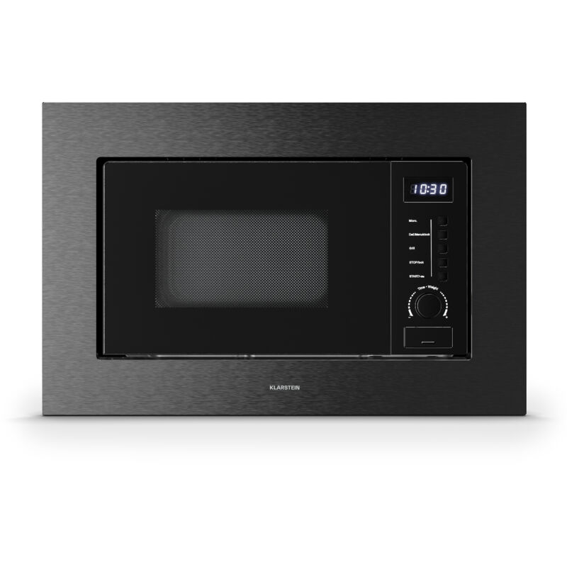 Klarstein Verosteel Micro-Ondes Encastrable avec Gril 20L 700W 8 Programmes Tactile Acier Inoxydable Noir