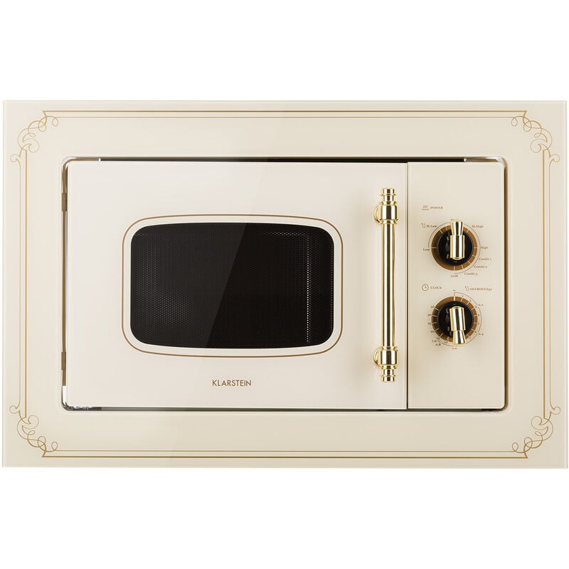 Klarstein - Victoria 20 Four micro-ondes grill combiné Encastrable 20L 800 w - Grill 1000W Style rétro Ivoir