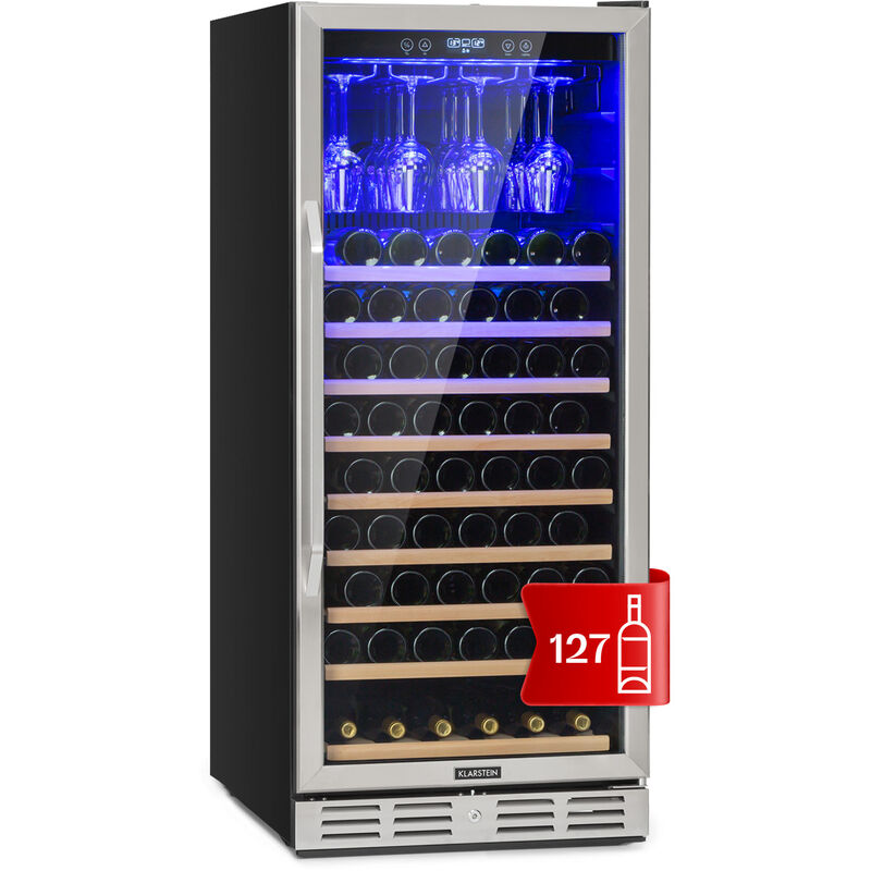 

Vinovilla 127 Nevera para vinos de gran interior 331 litros 127 botellas Puerta de vidrio Acero inoxidable