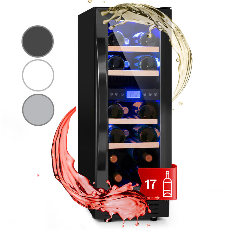 Klarstein Built-in Wine Cooler Fridge, Dual Zone Wine Fridge With Glass Door, 53l Slimline Drinks Fridge For Beer & Wine, Chiller Bottle Fridge For
