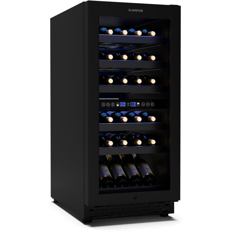 Klarstein - Vinovilla 30 Duo wine refrigerator 2 zones - 32 bottles, 5-18°C, led touch, quiet 39 dB, matt black, built-in, illuminated wine cooler