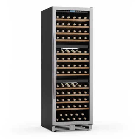 Klarstein Vinovilla Trio Cave à Vin - 144 Bouteilles, 3 Zones, 5-20°C, Commande Tactile, Éclairage LED, Protection UV, Cave à Vin Réfrigérante Autonome