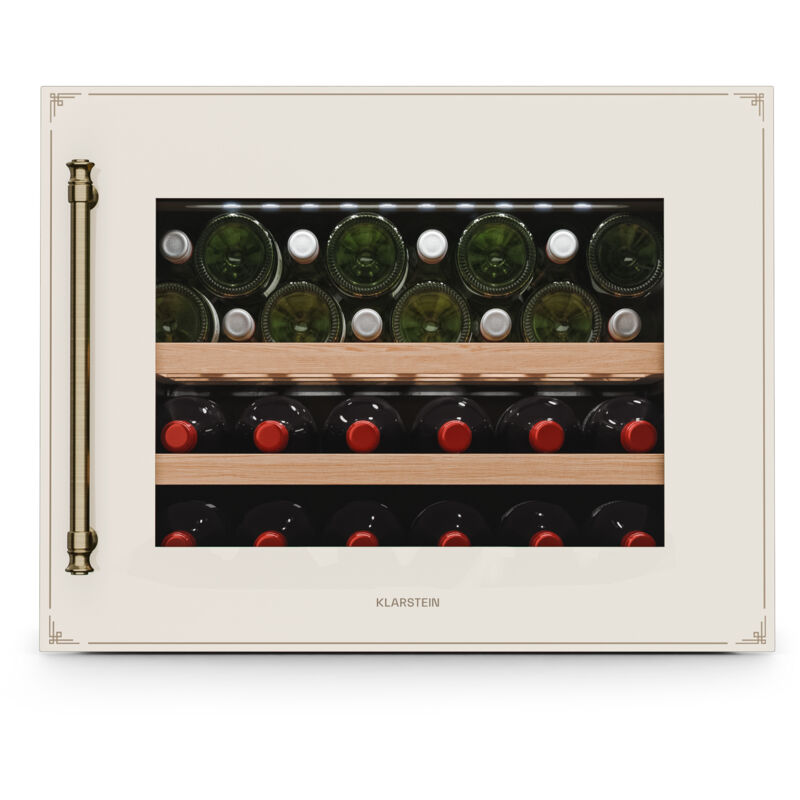 Klarstein - Vinsider Victoria 28 Wine Fridge - 28 Bottle Capacity, Single Zone, 5-20°c, Touch Control, Led Lighting, Uv Protection, Built-in Wine