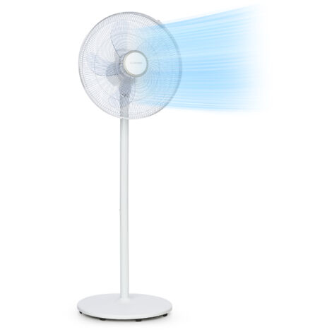 Klarstein Windflower Ventilateur sur pied 5 pales (15"/ 38,5 cm) 3090 m³/h blanc