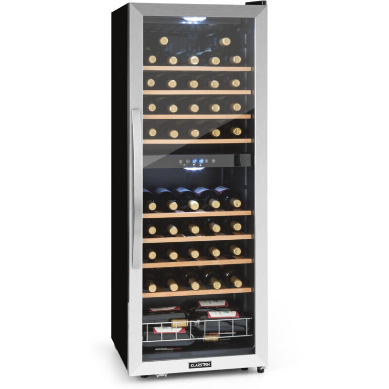 Klarstein - Wine Cooler Fridge, Dual Zone Wine Fridge With Glass Door, 2 Programmable Cooling Zones, Touch Controls, Led Display, 5 - 18 °c Range, 40