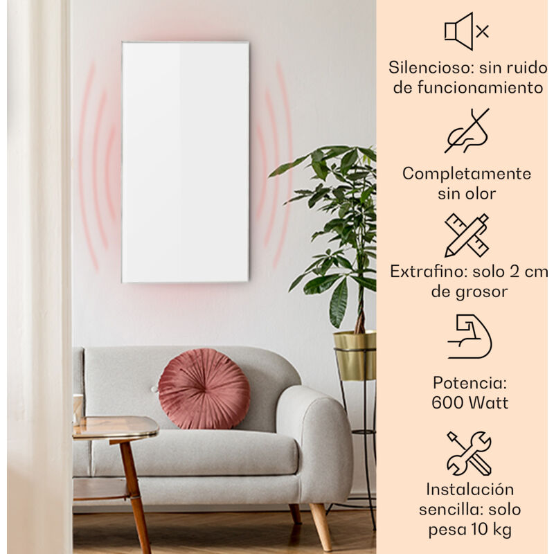 

Klarstein - Wonderwall Air 60 calefacción infrarroja 101 x 60cm 600 W de pared blanca