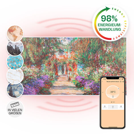 Klarstein Wonderwall Air Art Smart Infrarotheizung 120x60cm 700W Wandinstallation App-Steuerung Gartenweg - Weiß