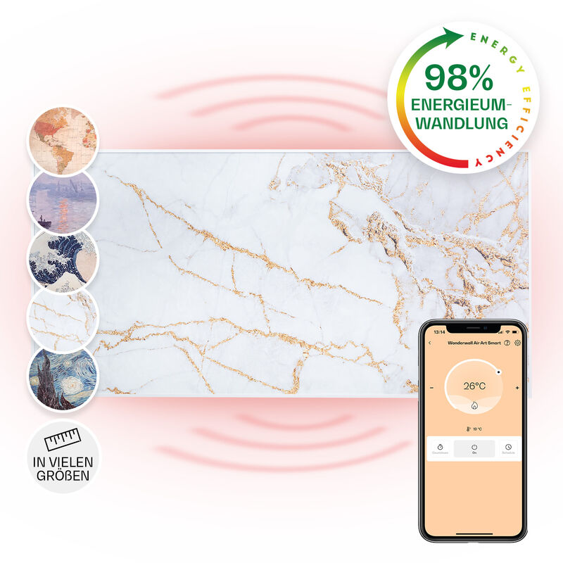 

Wonderwall Air Art Smart Panel calefactor infrarrojo 120x60cm 700W App Mármol I