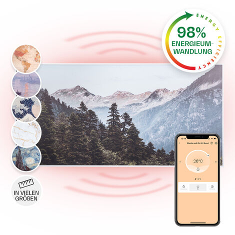 Klarstein Wonderwall Air Art Smart Panel calefactor infrarrojo 120x60cm 700W App Montañas