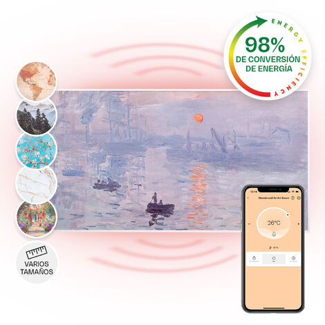 Klarstein Wonderwall Air Art Smart Panel calefactor infrarrojo 120x60cm 700W App Sol naciente