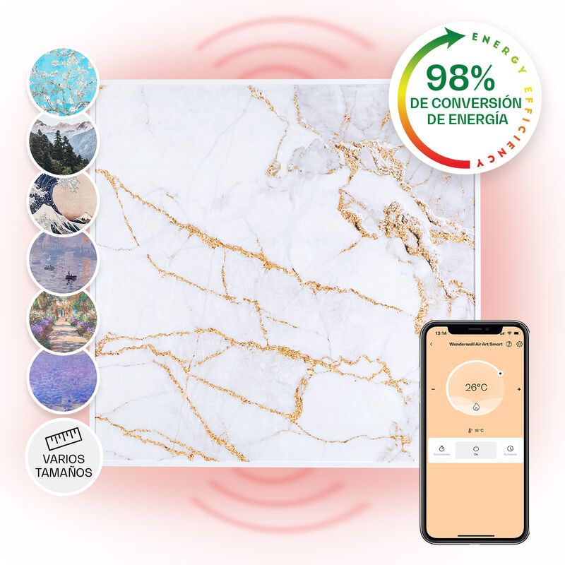 

Wonderwall Air Art Smart Panel calefactor infrarrojo 60x60cm 350W App Mármol I