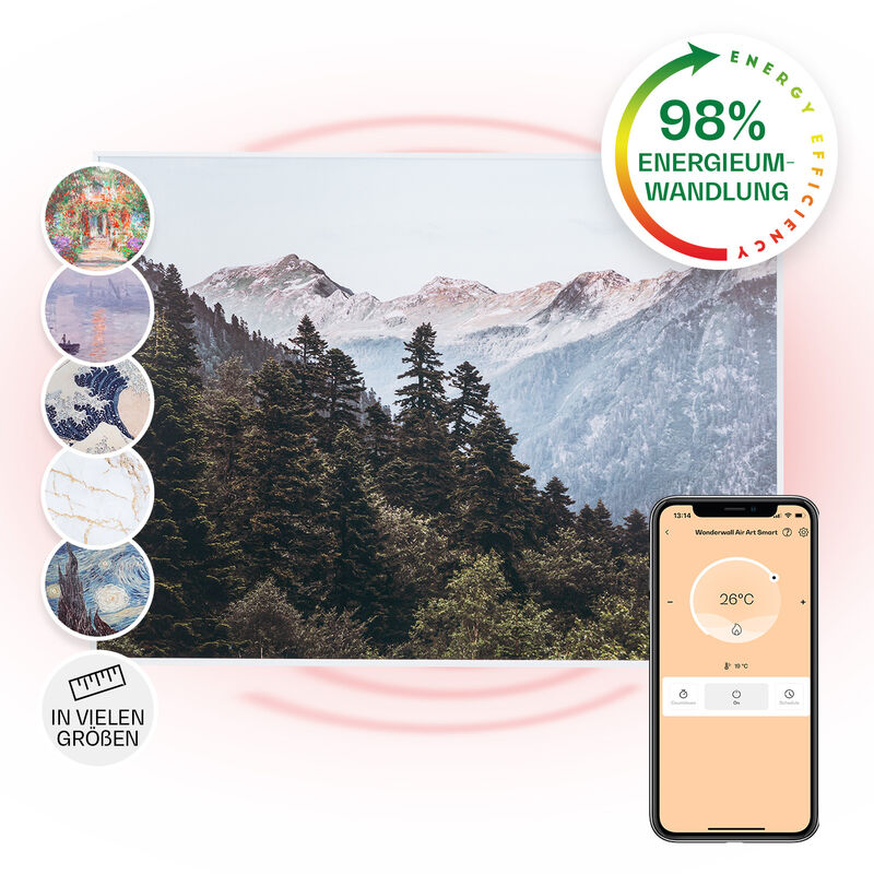 

Wonderwall Air Art Smart Panel calefactor infrarrojo 80x60cm 500W Montaje en pared Montañas