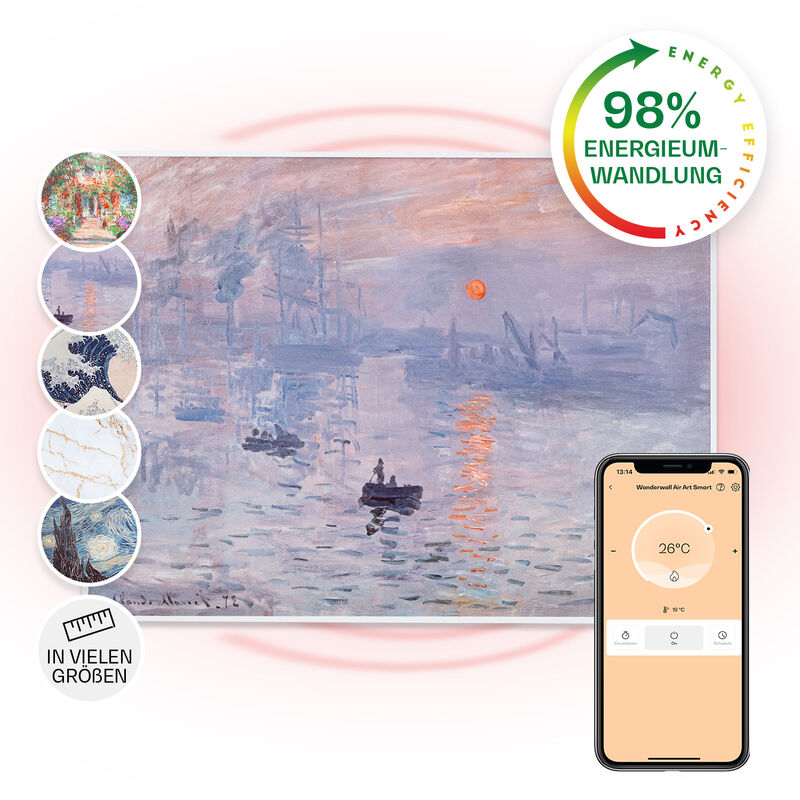 

Klarstein - Wonderwall Air Art Smart Panel calefactor infrarrojo 80x60cm 500W Sol naciente