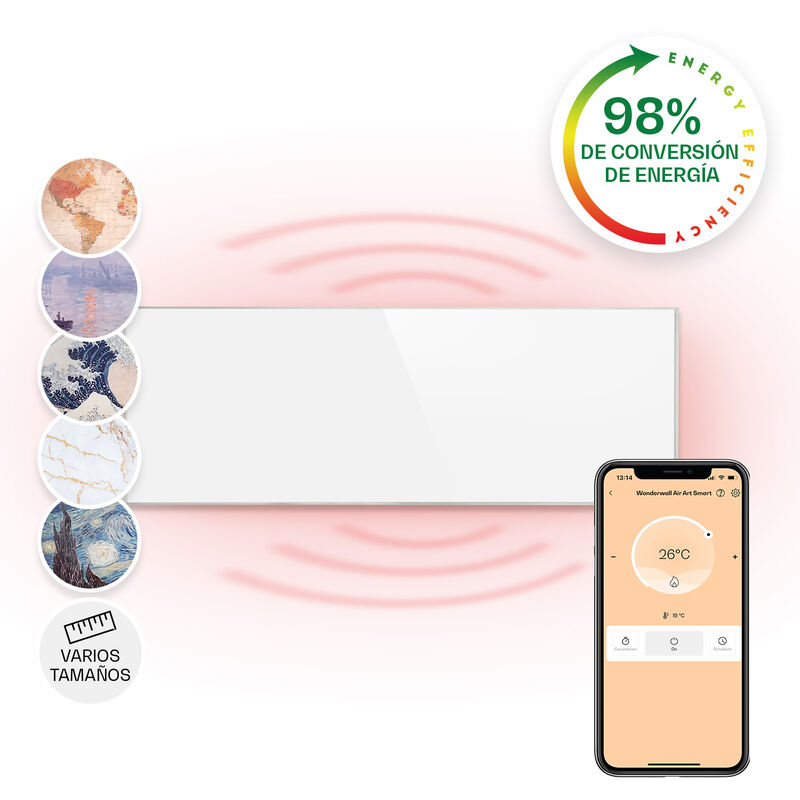 

Wonderwall Smart Panel calefactor infrarrojo 30x100cm 300W Temporizador semanal IP24 Blanco