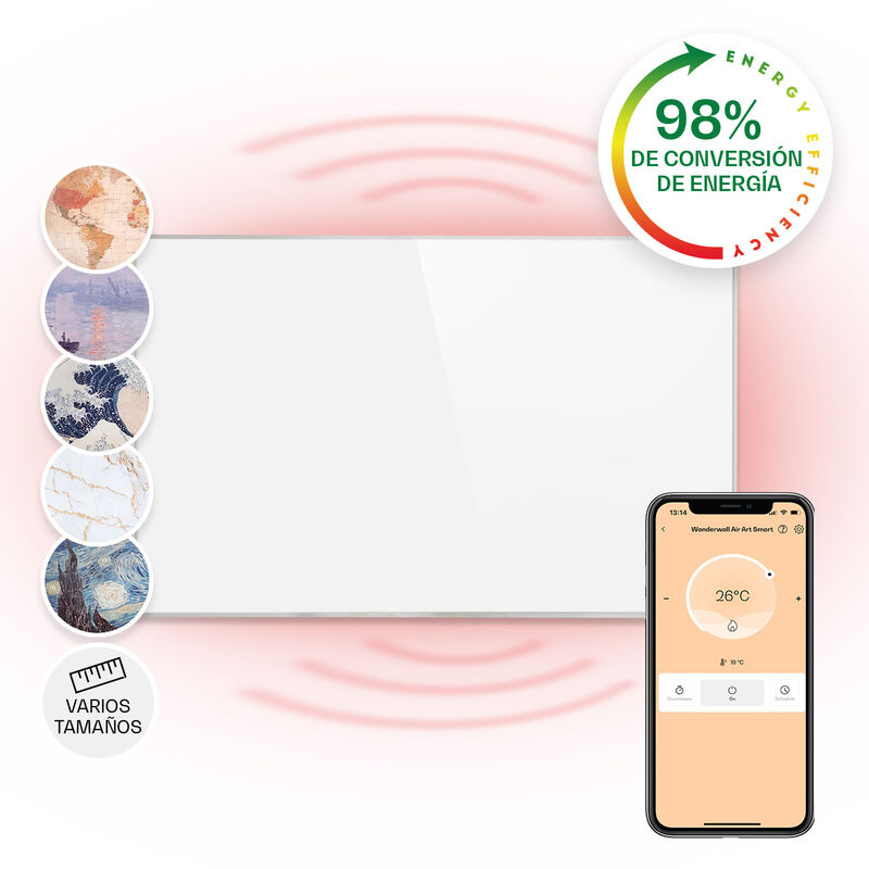 

Wonderwall Smart Panel calefactor infrarrojo 60x100cm 600W Temporizador semanal IP24 Blanco