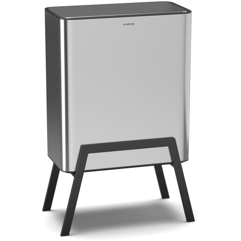 Klarstein - Yuma Poubelle - 30 l avec filtre à odeurs, bouton-poussoir, bac intérieur amovible, pieds élégants, poubelle de cuisine, acier inoxydable