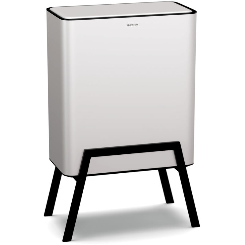 Klarstein Yuma poubelle - 30 L avec filtre à odeurs, bouton-poussoir, bac intérieur amovible, pieds élégants, poubelle de cuisine, blanche