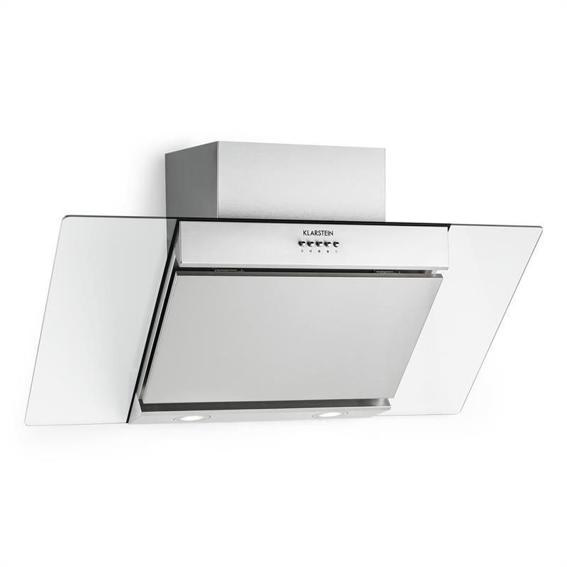 Klarstein Zola Extractor Hood Air Purifier Stainless Steel 90cm Wall Mounting 635 M H Glass