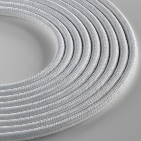 Klartext - Cavo tessile tondo LUMIÈRE per illuminazione, 3x0,75mm, Bianco opaco, 3mt.Attenzione: cavo terra incluso Massima sicurezza anti scossa