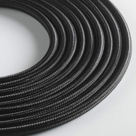 Klartext - Cavo tessile tondo LUMIÈRE per illuminazione, 3x0,75mm, Nero, 5mt.Attenzione: cavo terra incluso Massima sicurezza anti scossa