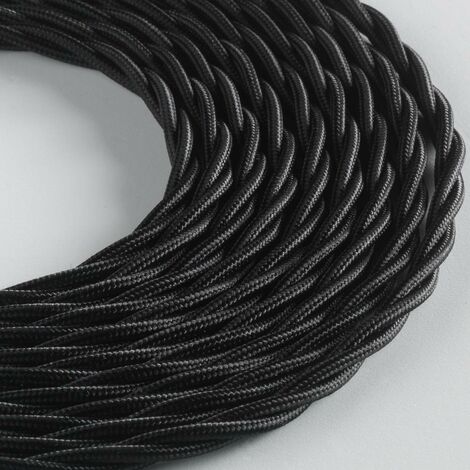 Klartext - Cavo tessile trecciato BELLE ÉPOQUE per installazione elettrica vintage, 3X1,5mm, Nero, 3mt.