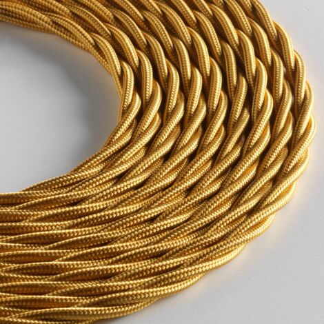 Klartext - Cavo tessile trecciato BELLE ÉPOQUE per installazione elettrica vintage, 3X1mm, Oro, 3mt.