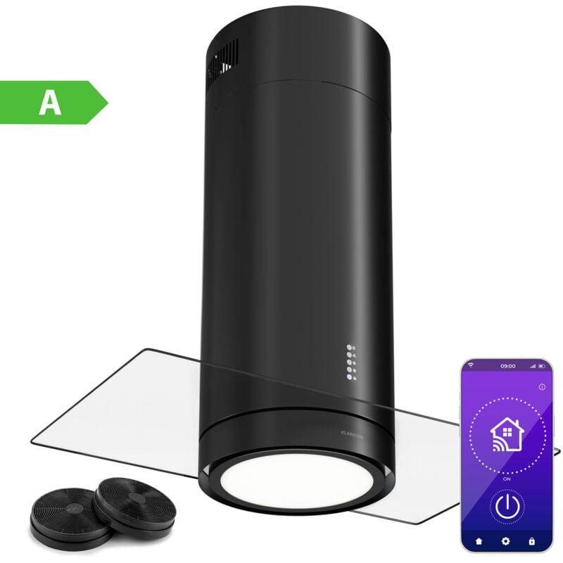 Klarstein - Klartstein Hotte Ilot Central Cuisine Débit d'Air de 650 m³/h 3 Modes Hotte Aspirante Suspendue Filtres à Charbon Actif Minuterie Hotte