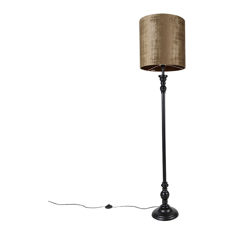 Classic floor lamp black with brown shade 40 cm - Classico