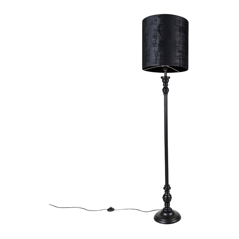 Classic floor lamp black with black shade 40 cm - Classico