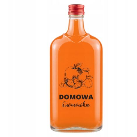 Klassische 500-ml-Flasche mit Aufdruck „Hausgemachter Fruchtlikör“.