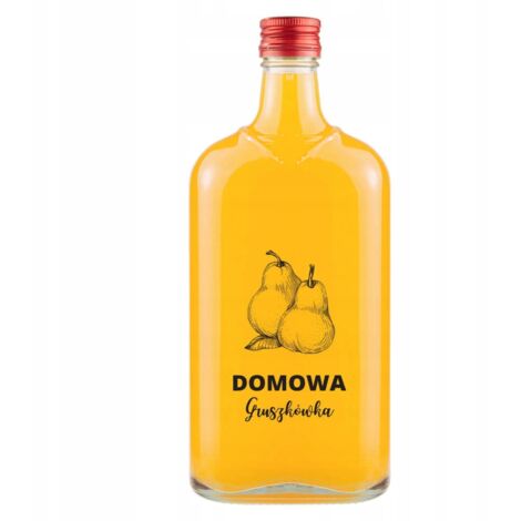 Klassische 500-ml-Flasche mit dem Aufdruck „Hausgemachtes Birnengemüse“.