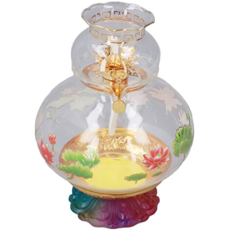 Klassische Buddha-Laterne aus Petroleum, elegante, dekorative Retro-Blumenform für Zuhause oder Tempel (mittelgroßer Blütenfuß mit Farbverlauf)