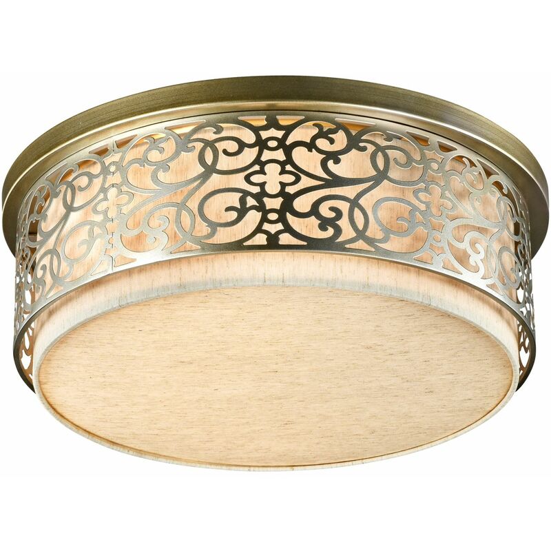 Maytoni Decorative Lighting - Klassische Deckenleuchte, Stoffschirm weiß, Metallrahmen mit Muster bronze, excl. 5 X E27 (60W)