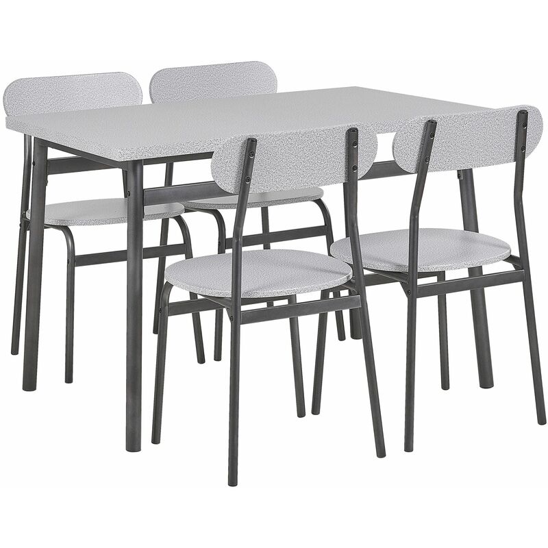 Essgruppe Grau/Schwarz Stahl und MDF-Platte rechteckiger Tisch 110x70 cm mit 4 Stühlen Moderner Industrieller Retro Stil Küche Wohn-Küche - Grau