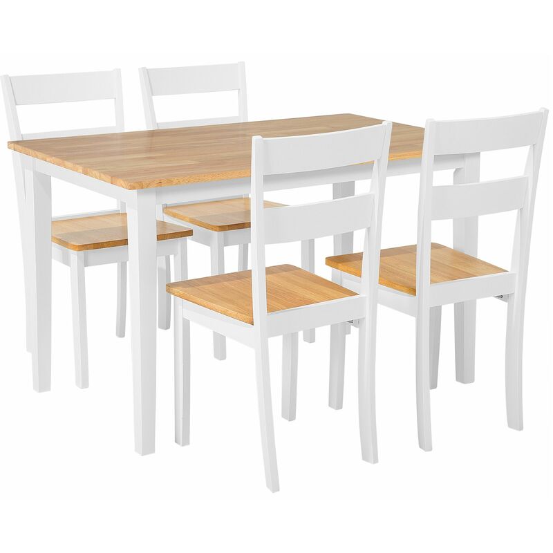 Beliani - Essgruppe Esszimmer Set Tisch 6 Stühle Weiß Braun Stabiles Gestell Modern Scandinavien Stil - Weiß