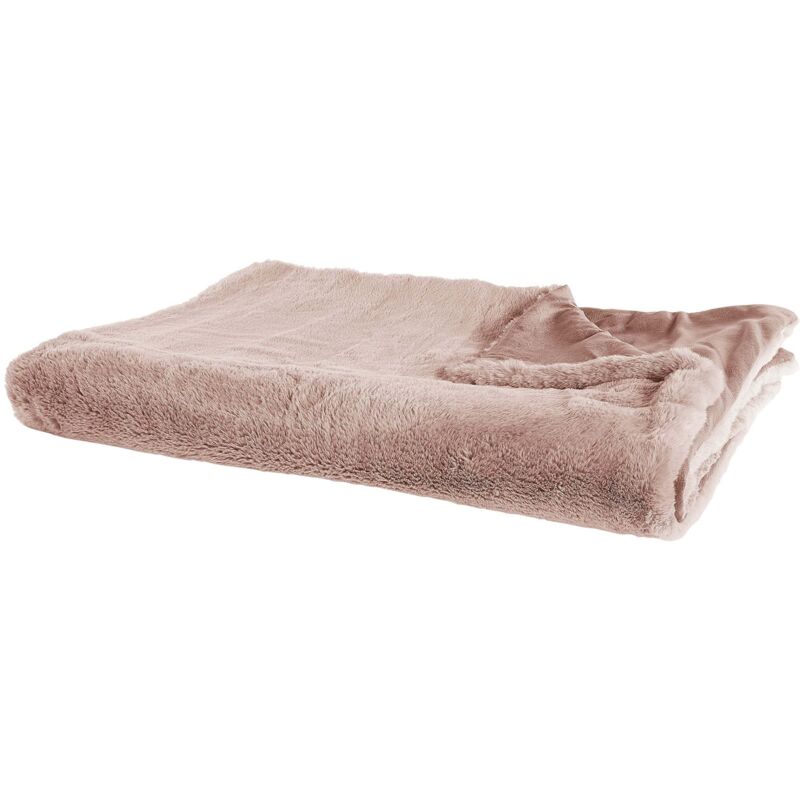 Beliani - Kuscheldecke Rosa Polyester 200 X 220 Cm Plüsch Decke Felloptik Schlafzimmer Wohnzimmer