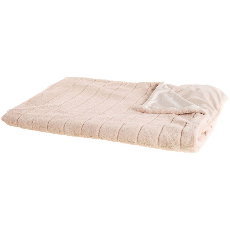 Beliani - Kuscheldecke Rosa Polyester 180 X 220 Cm Plüsch Decke Zweiseitig Schlafzimmer Wohnzimmer