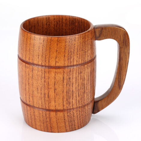 Klassischer Bierkrug aus massivem Naturholz – Elegante Geschenkidee